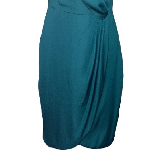 NWT Banana Republic Emerald Green Draped Front Slip Mini Dress - 4 - Picture 5 of 14